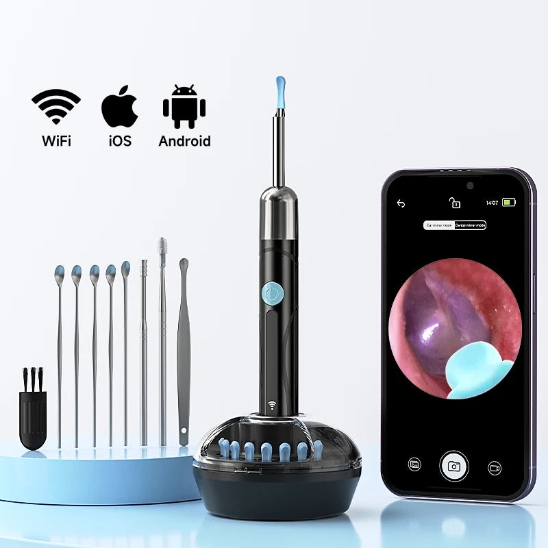 Otoscope Vidéo WiFi – Caméra d'Oreille HD pour Nettoyage Précis